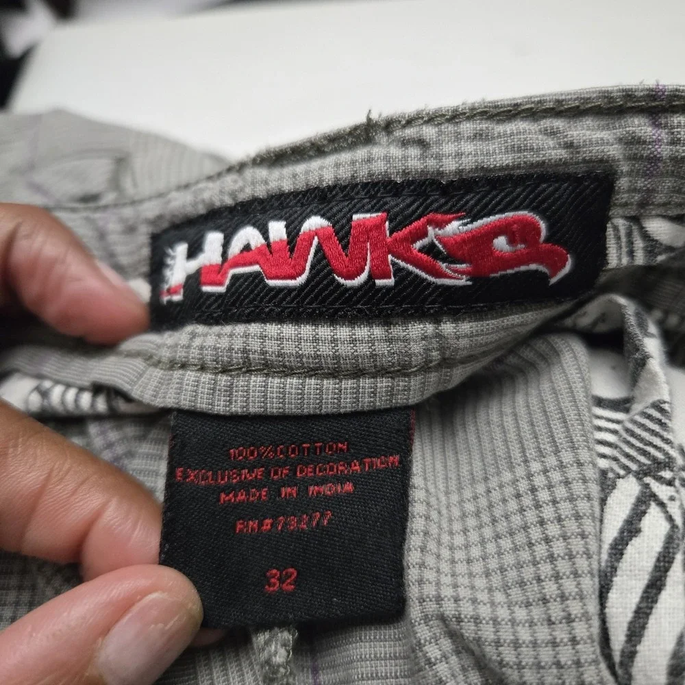 Tony Hawk Gray Plaid Chino Shorts Mens 32 Skater Preppy Punk Grunge Retro Casual